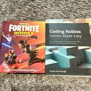 Official Fortnite Outfits 2 & Coding Roblox Games Made Easy - 2 books lot kids